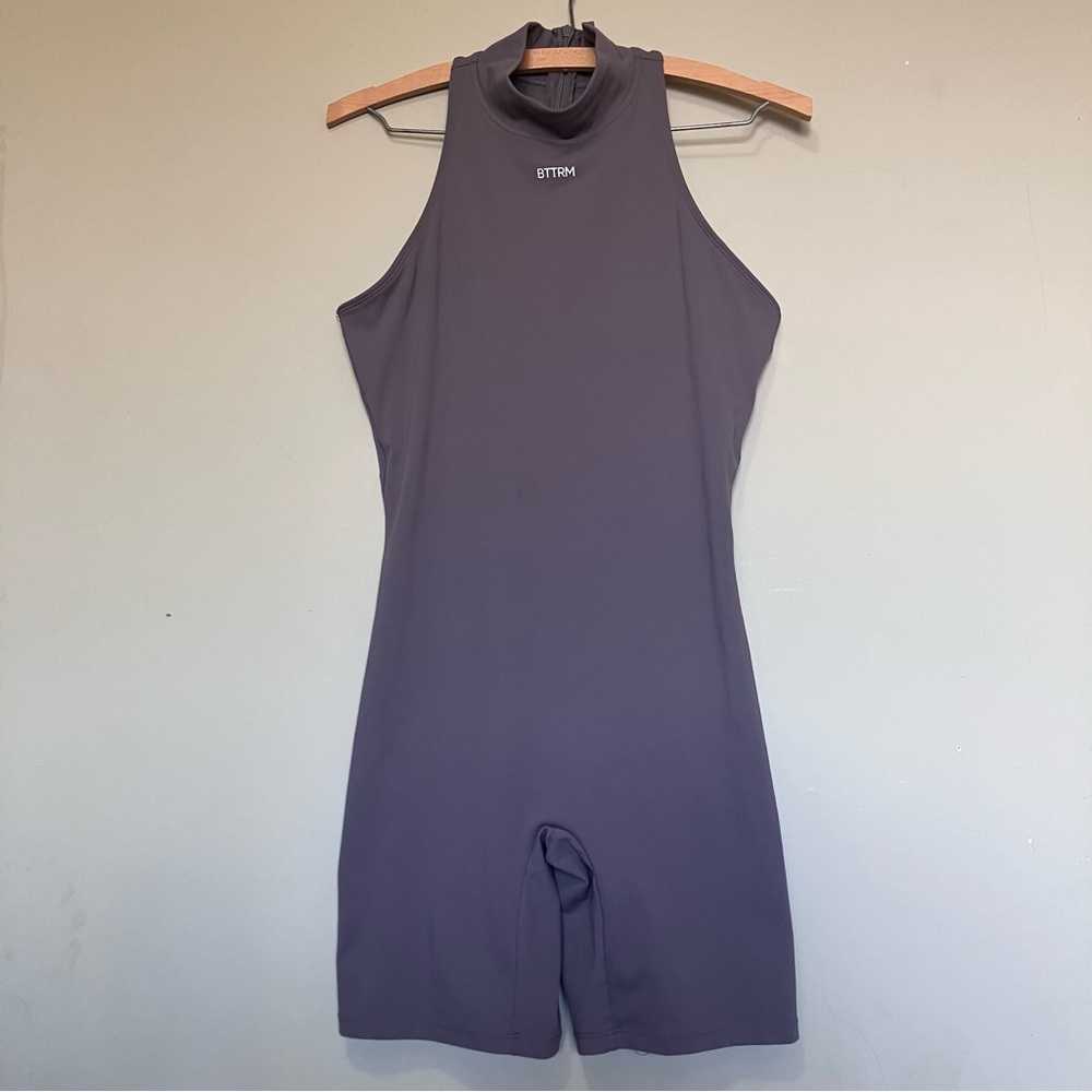 Better Me BTTRM Mauve Mock Neck Romper Zip-Back Onesie Sleeveless Women M
